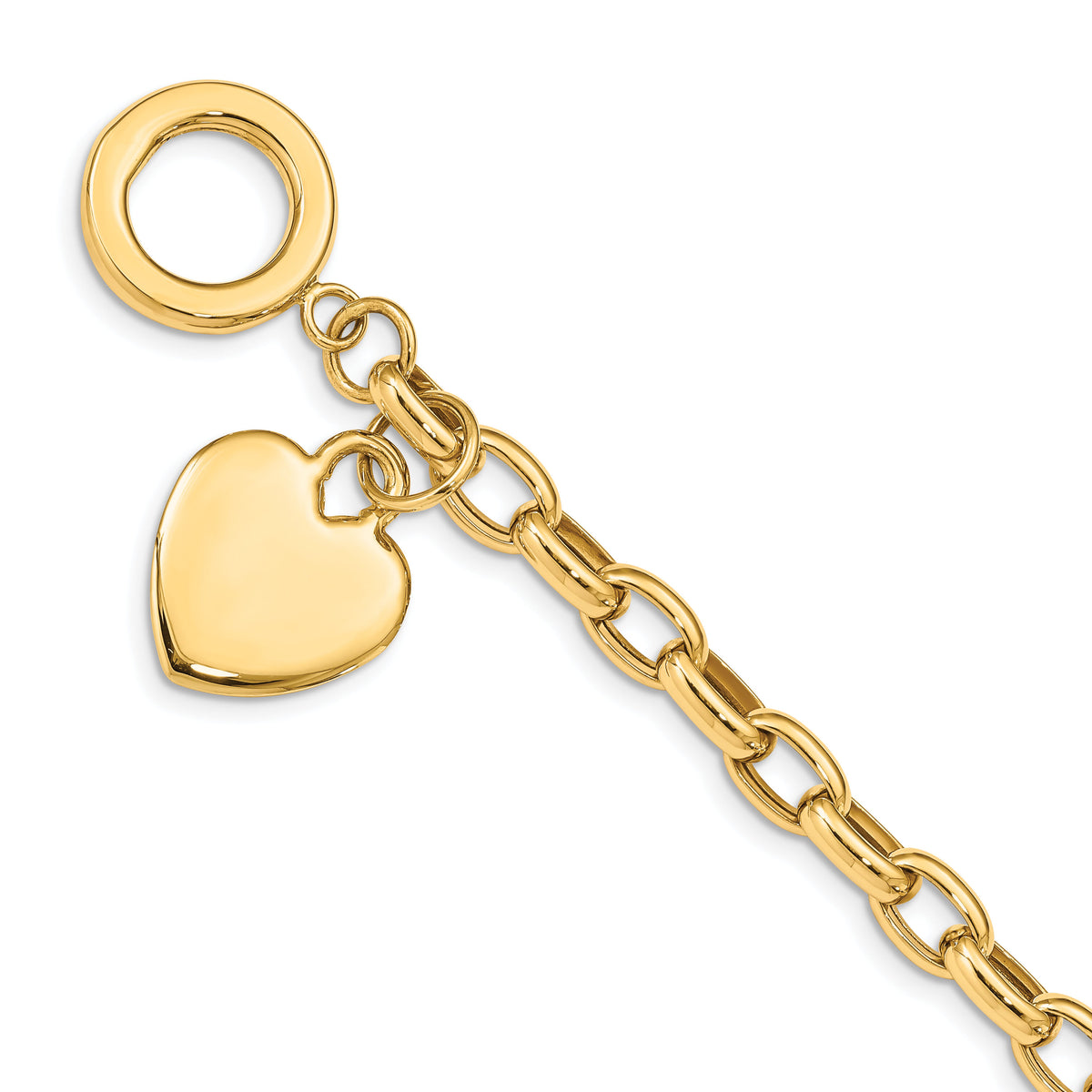 14k Heart Charm Bracelet-SF153-7.5