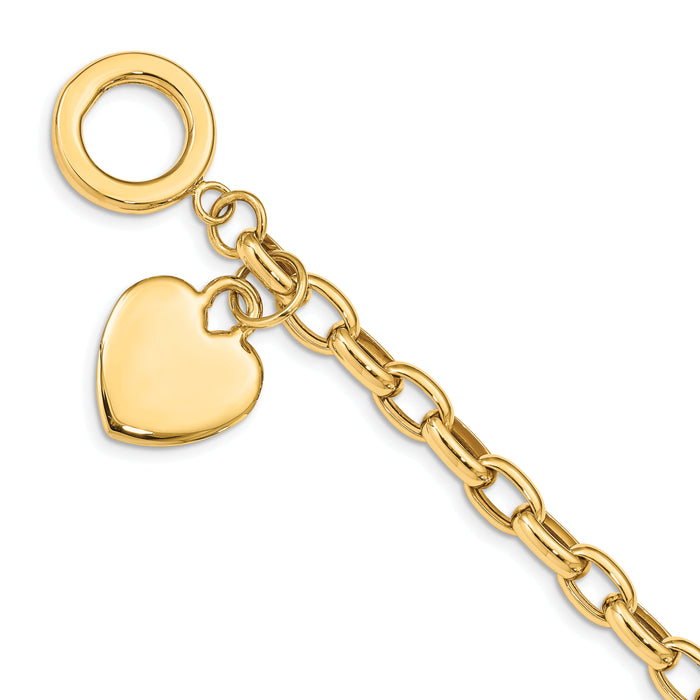 14k Heart Charm Bracelet-SF153-7.5