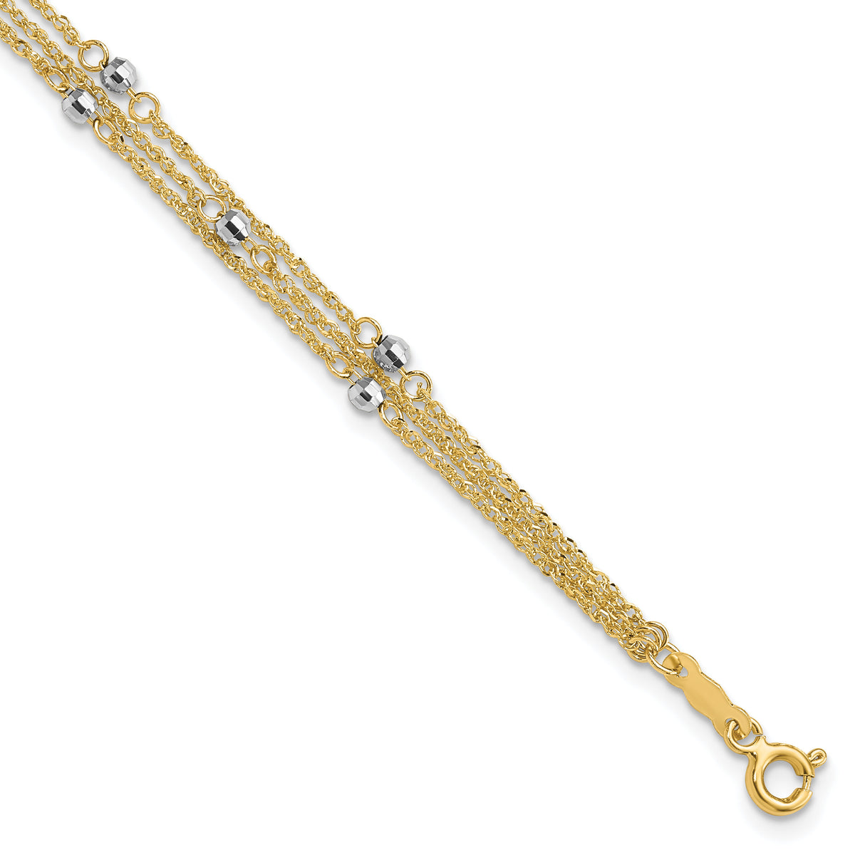 14K Two-Tone Triple Strand Bracelet-SF1544-7.25