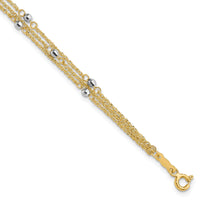 14K Two-Tone Triple Strand Bracelet-SF1544-7.25