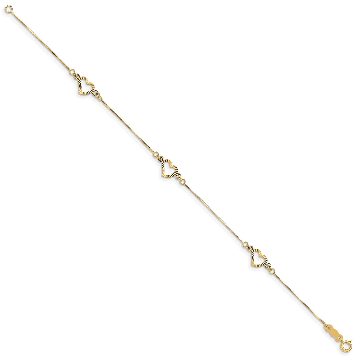 14K Fancy Heart Bracelet-SF1578-7.25