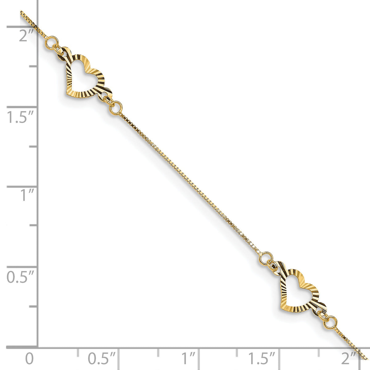 14K Fancy Heart Bracelet-SF1578-7.25