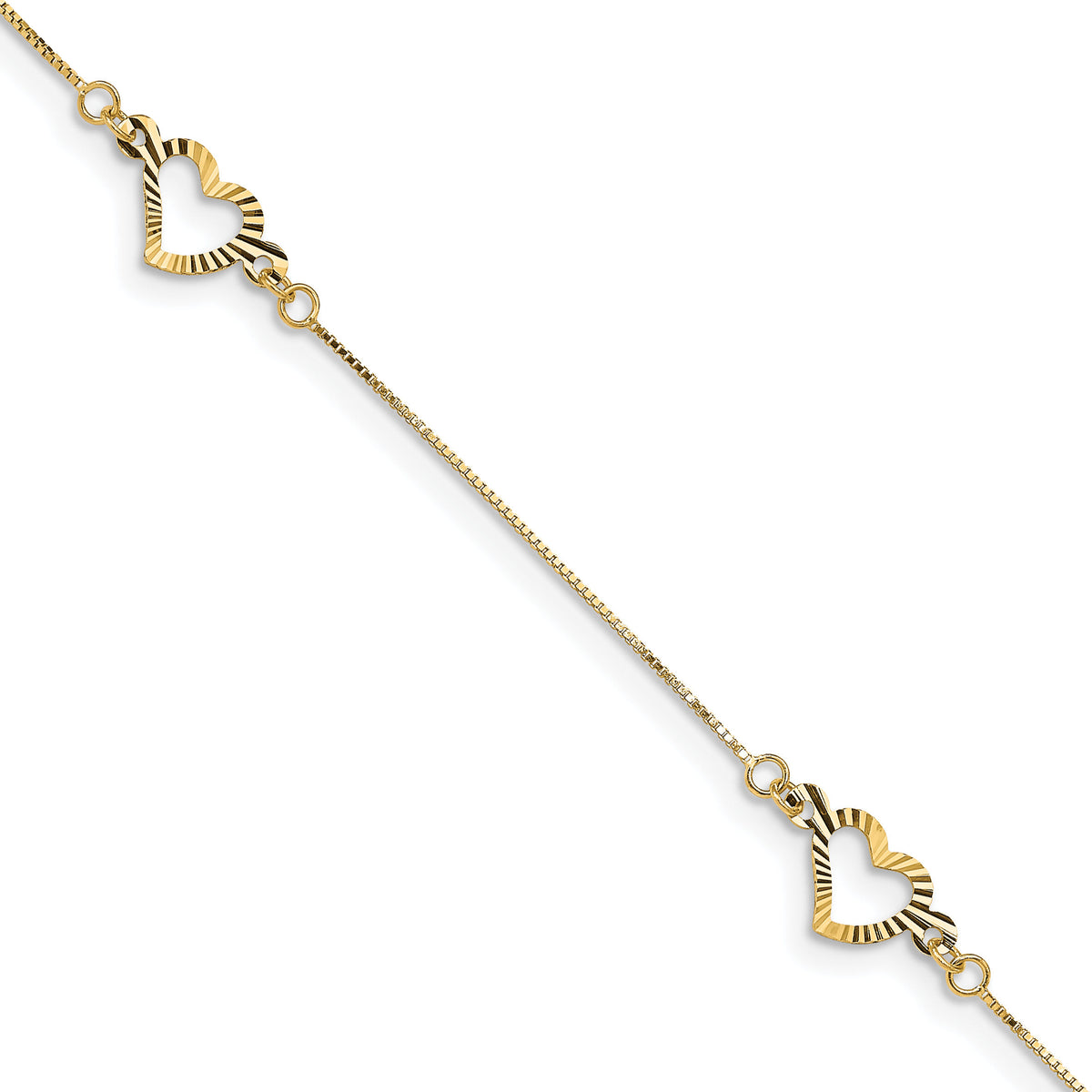 14K Fancy Heart Bracelet-SF1578-7.25