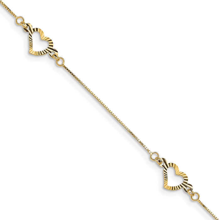 14K Fancy Heart Bracelet-SF1578-7.25