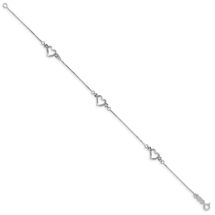 14k White Gold Fancy Heart Bracelet-SF1578W-7.25