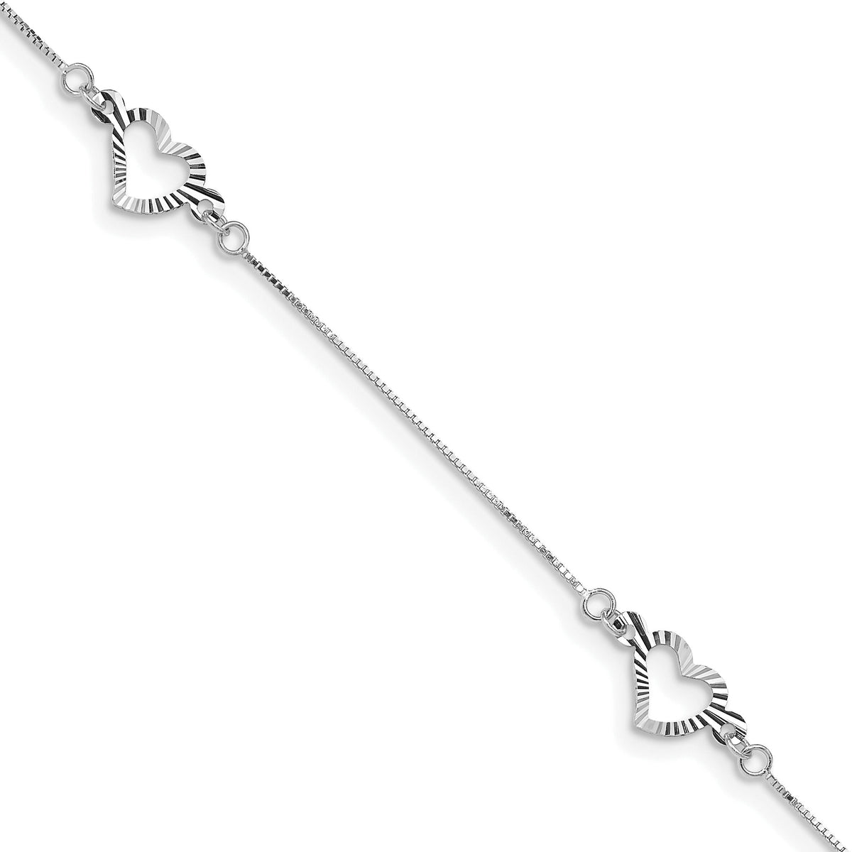 14k White Gold Fancy Heart Bracelet-SF1578W-7.25