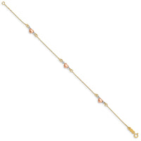 14K Tri-Color Puffed Heart Bracelet-SF1579-7.25