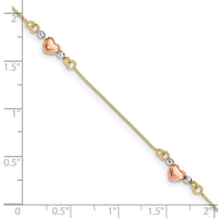 14K Tri-Color Puffed Heart Bracelet-SF1579-7.25