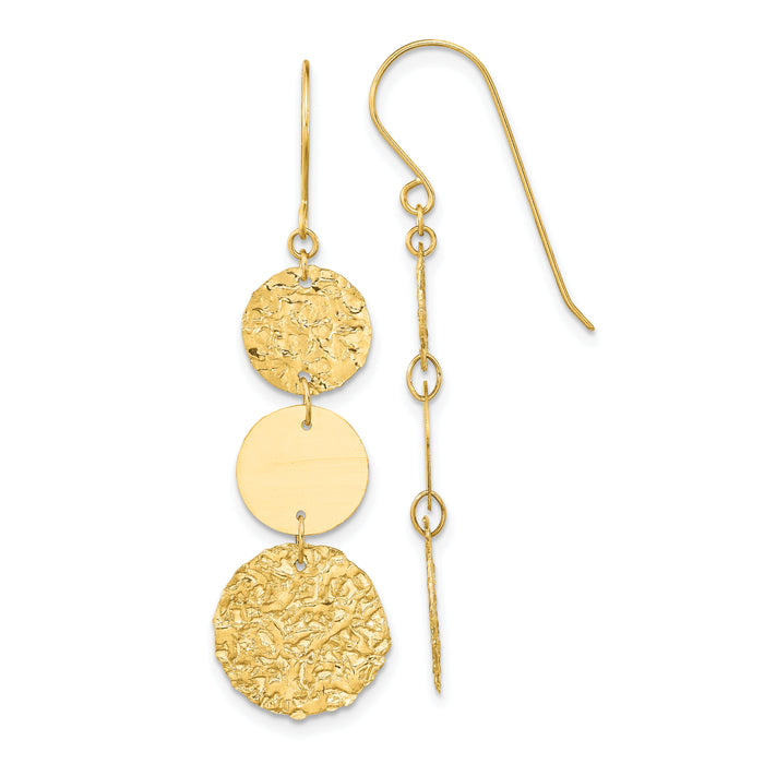 14K 3-Tier Circle Drop Dangle Earring-SF1690