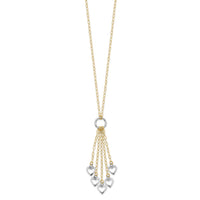 14K Two-Tone Adjustable Heart Drop Necklace-SF1714-16