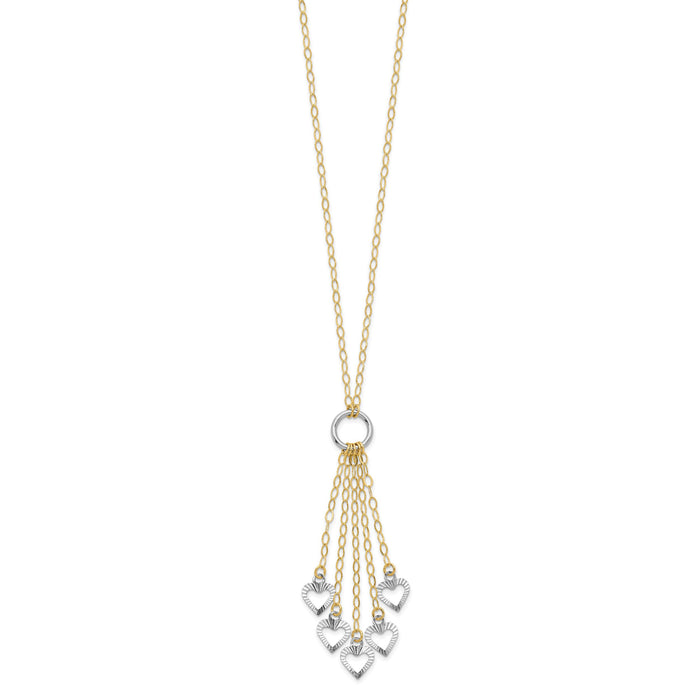 14K Two-Tone Adjustable Heart Drop Necklace-SF1714-16