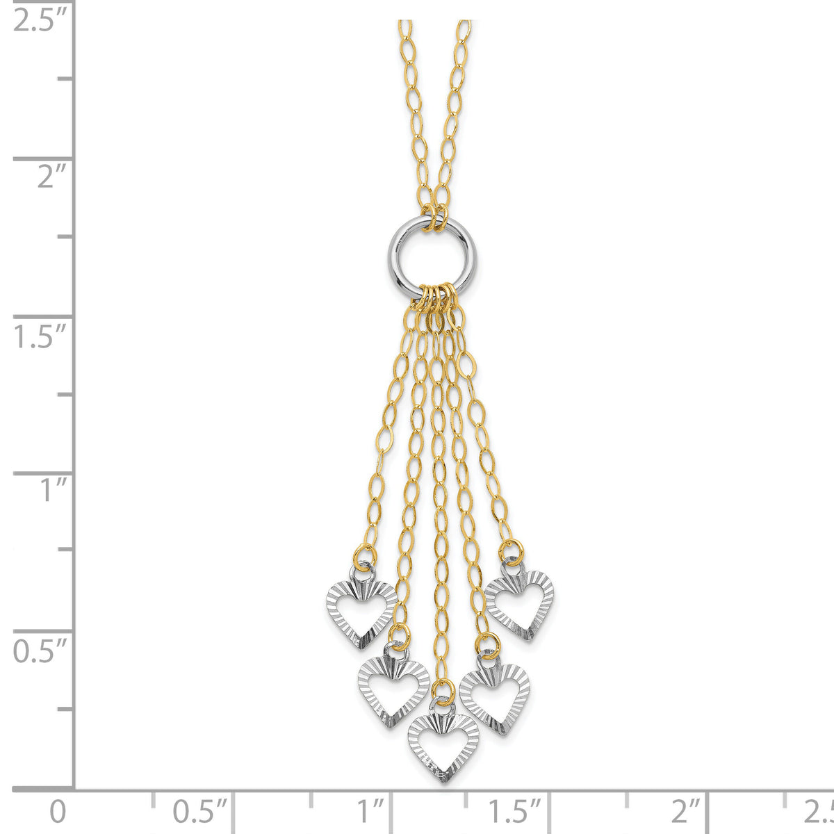 14K Two-Tone Adjustable Heart Drop Necklace-SF1714-16