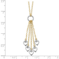 14K Two-Tone Adjustable Heart Drop Necklace-SF1714-16