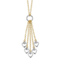 14K Two-Tone Adjustable Heart Drop Necklace-SF1714-16