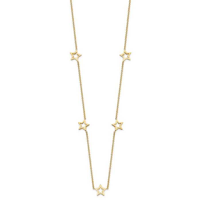 14K Yellow Gold Star w/2in Extension Necklace-SF1724-16