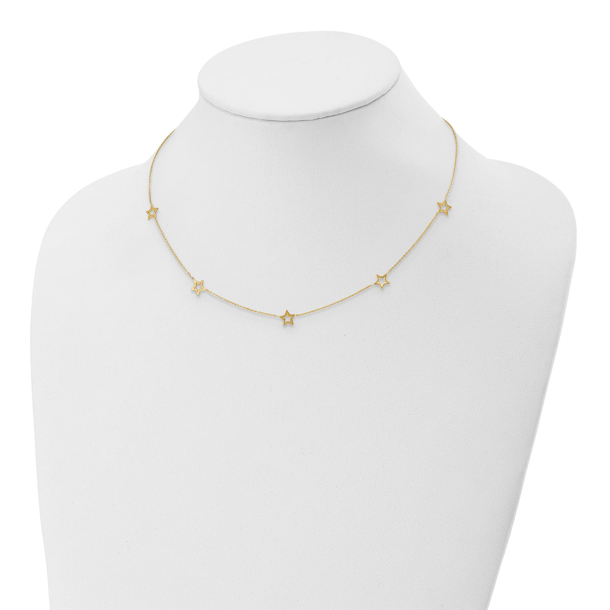14K Yellow Gold Star w/2in Extension Necklace-SF1724-16