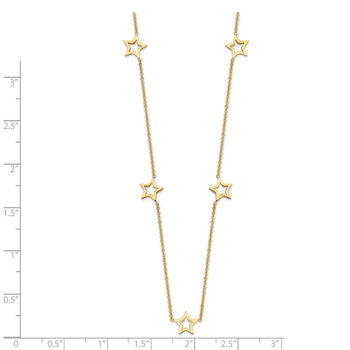 14K Yellow Gold Star w/2in Extension Necklace-SF1724-16