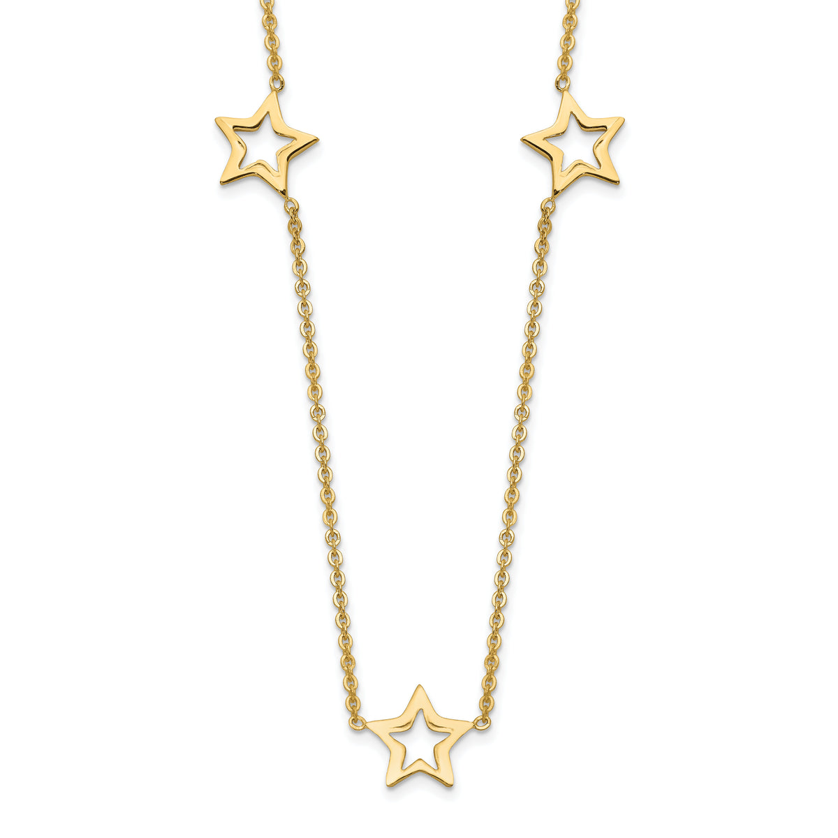 14K Yellow Gold Star w/2in Extension Necklace-SF1724-16