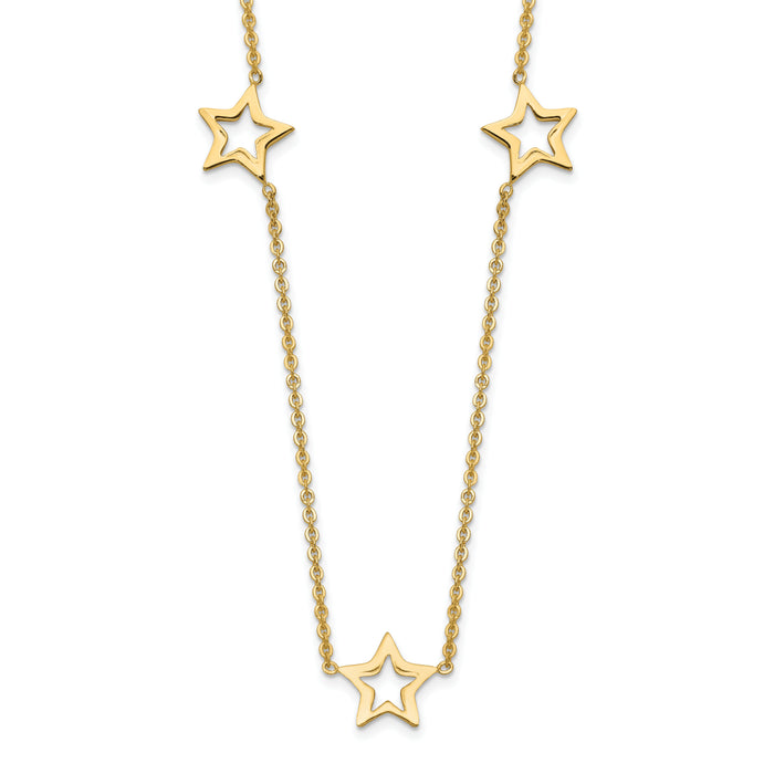 14K Yellow Gold Star w/2in Extension Necklace-SF1724-16