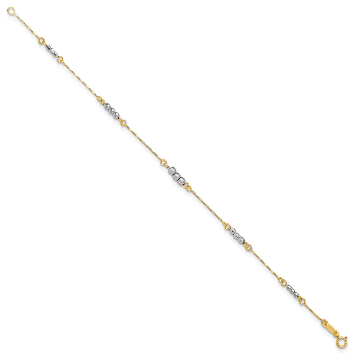 14K Two-Tone Mirror Beaded Bracelet-SF1732-7.25