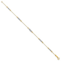 14K Two-Tone Mirror Beaded Bracelet-SF1732-7.25