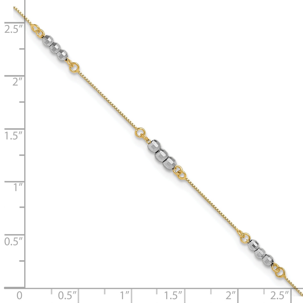 14K Two-Tone Mirror Beaded Bracelet-SF1732-7.25