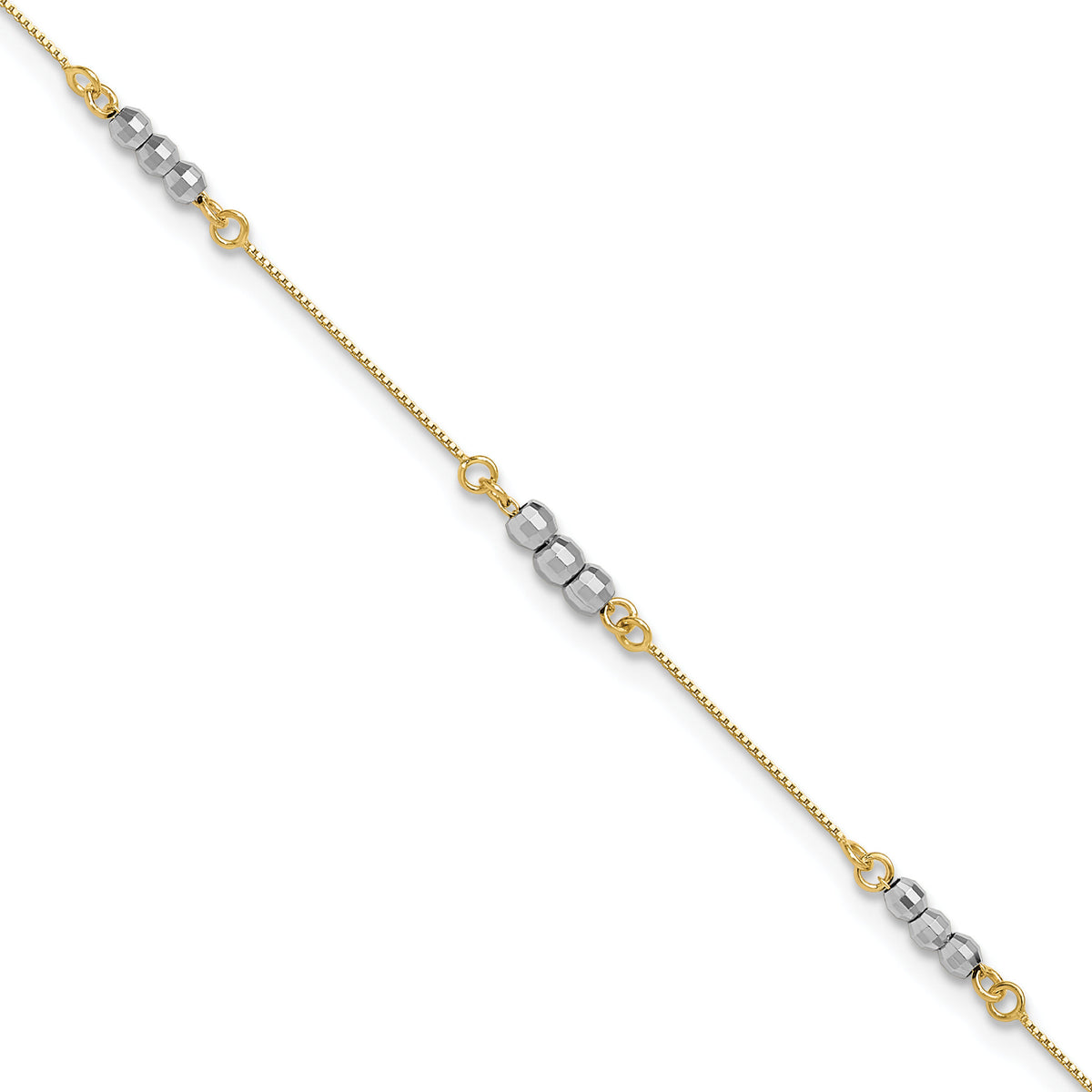 14K Two-Tone Mirror Beaded Bracelet-SF1732-7.25