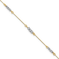 14K Two-Tone Mirror Beaded Bracelet-SF1732-7.25