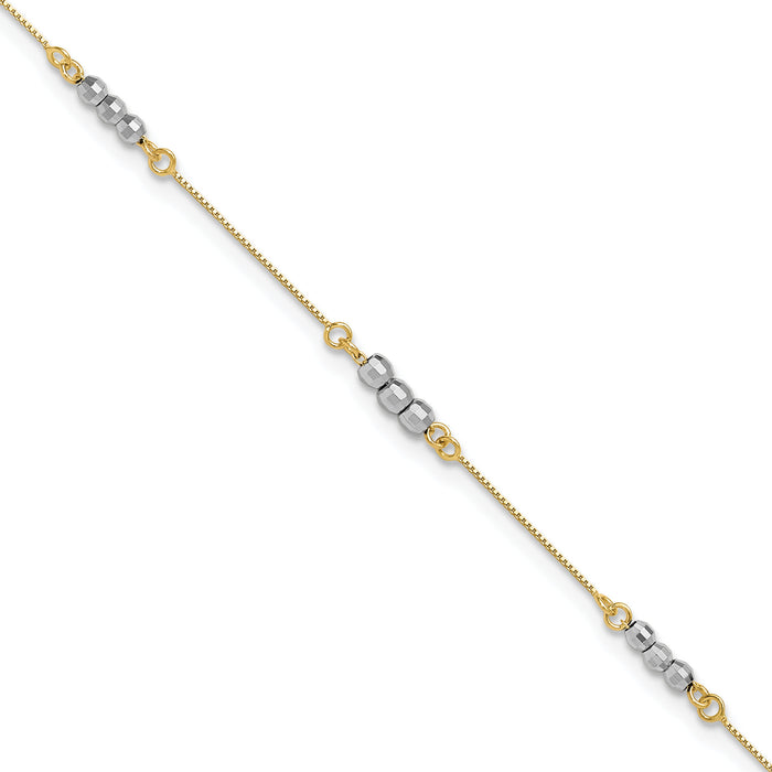 14K Two-Tone Mirror Beaded Bracelet-SF1732-7.25