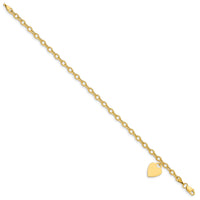 14k Dangle Heart Bracelet -Hollow Chain Solid Heart-SF1822-7.5