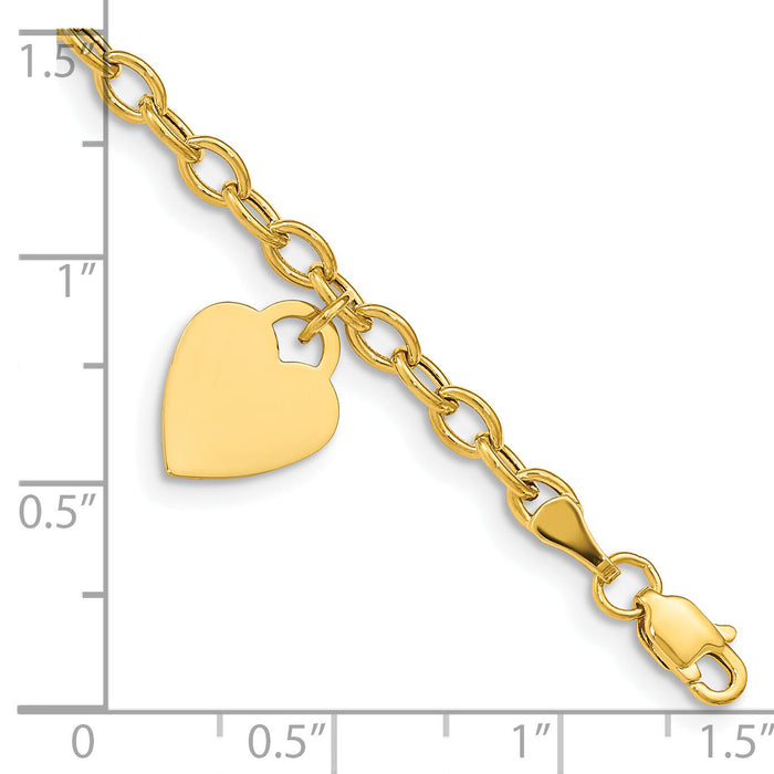 14k Dangle Heart Bracelet-SF1822-8.5