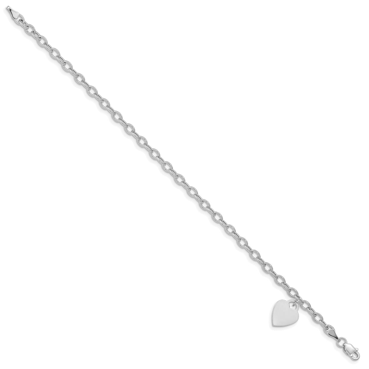 14k White Gold Dangle Heart Bracelet-SF1823-7.5