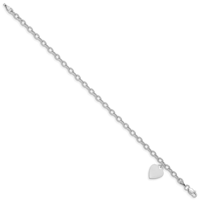 14k White Gold Dangle Heart Bracelet-SF1823-7.5