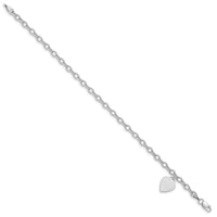 14k White Gold Dangle Heart Bracelet-SF1823-8.5