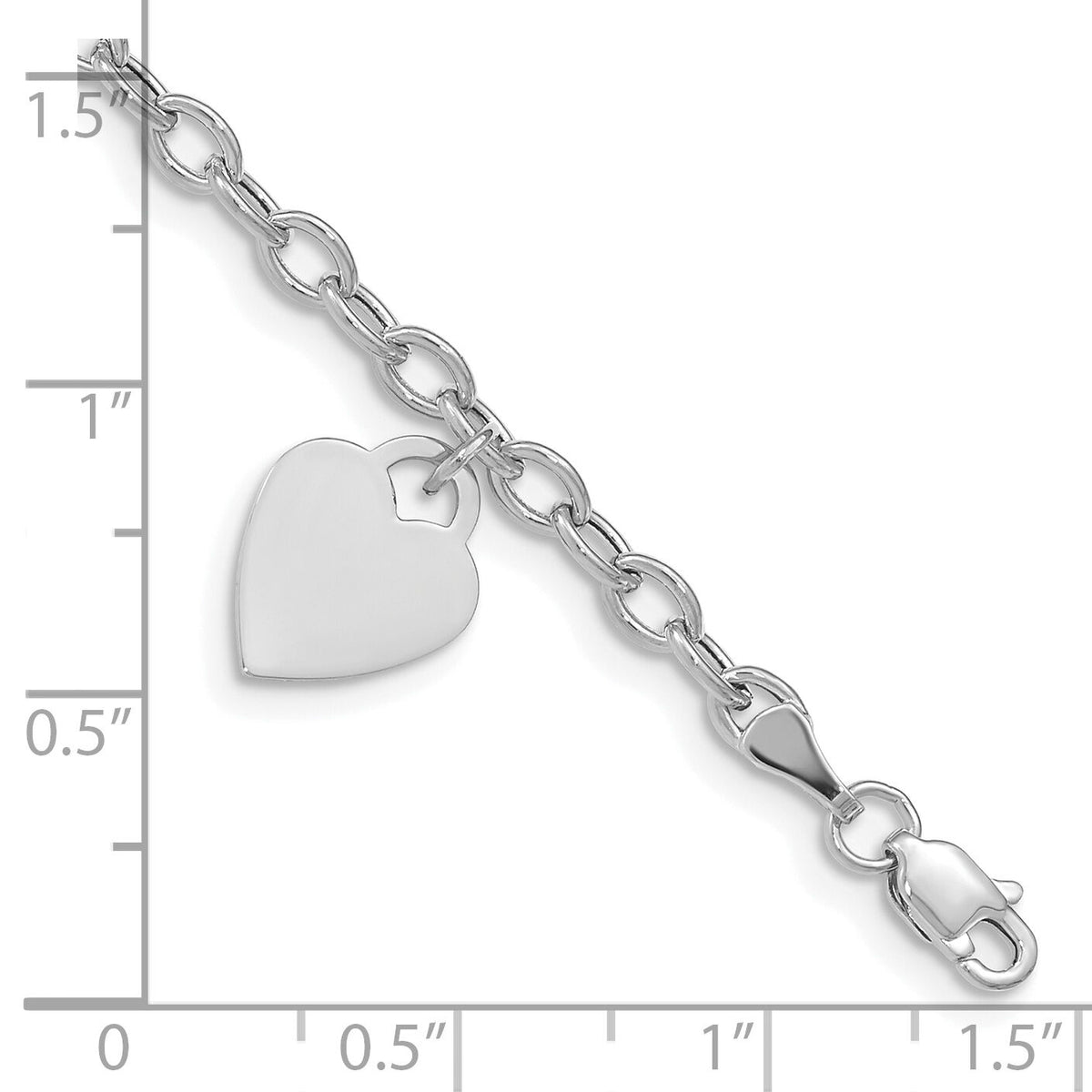 14k White Gold Dangle Heart Bracelet-SF1823-7.5