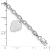 14k White Gold Dangle Heart Bracelet-SF1823-7.5