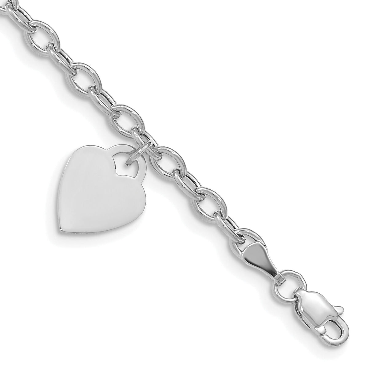 14k White Gold Dangle Heart Bracelet-SF1823-8.5