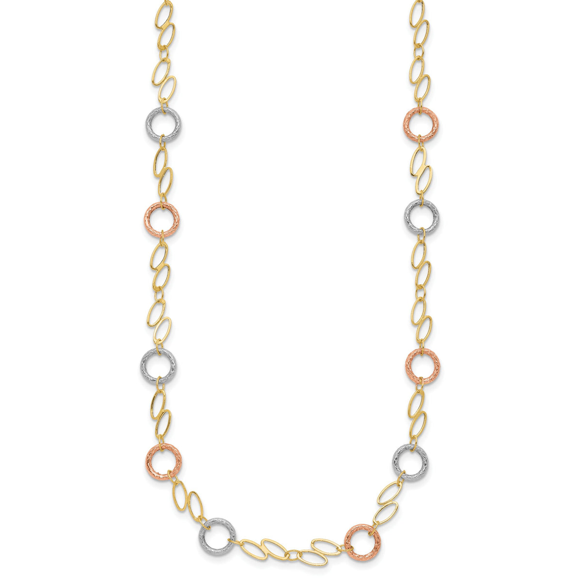 14k Tri-color Circles Necklace-SF1840-18