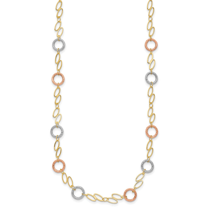 14k Tri-color Circles Necklace-SF1840-18
