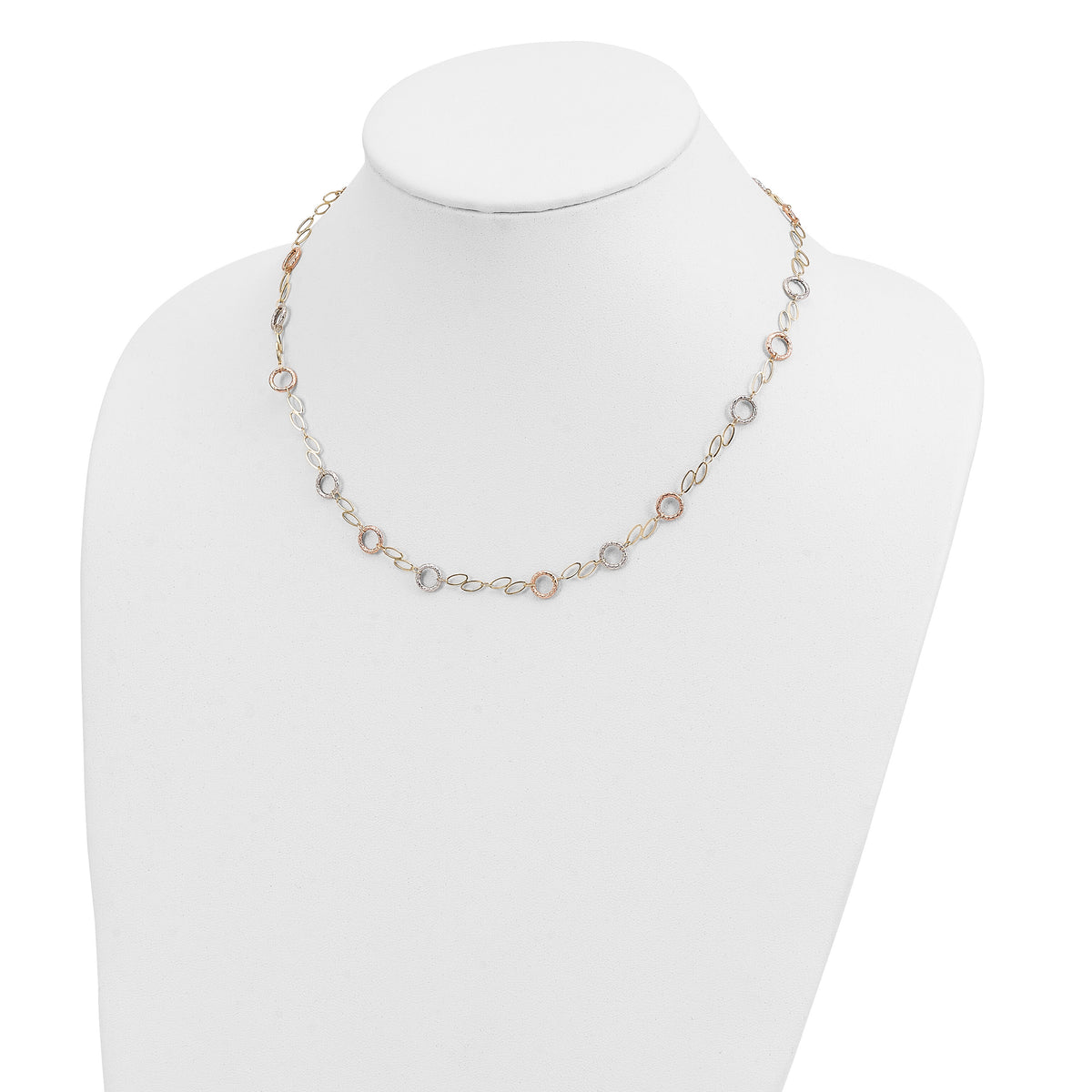 14k Tri-color Circles Necklace-SF1840-18