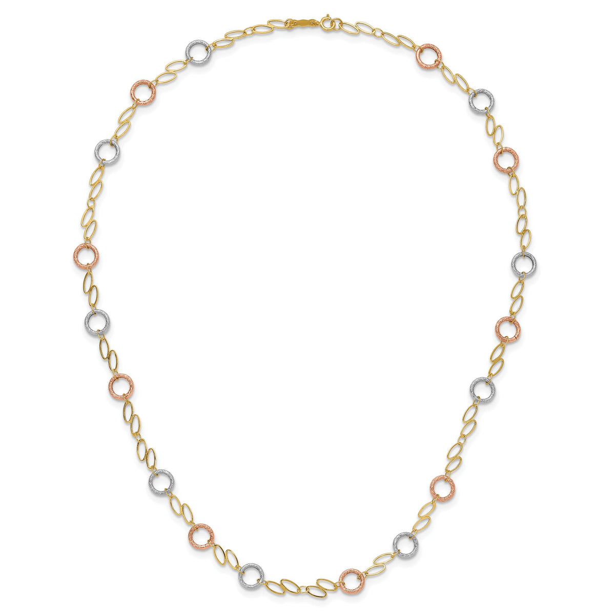 14k Tri-color Circles Necklace-SF1840-18