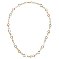 14k Tri-color Circles Necklace-SF1840-18