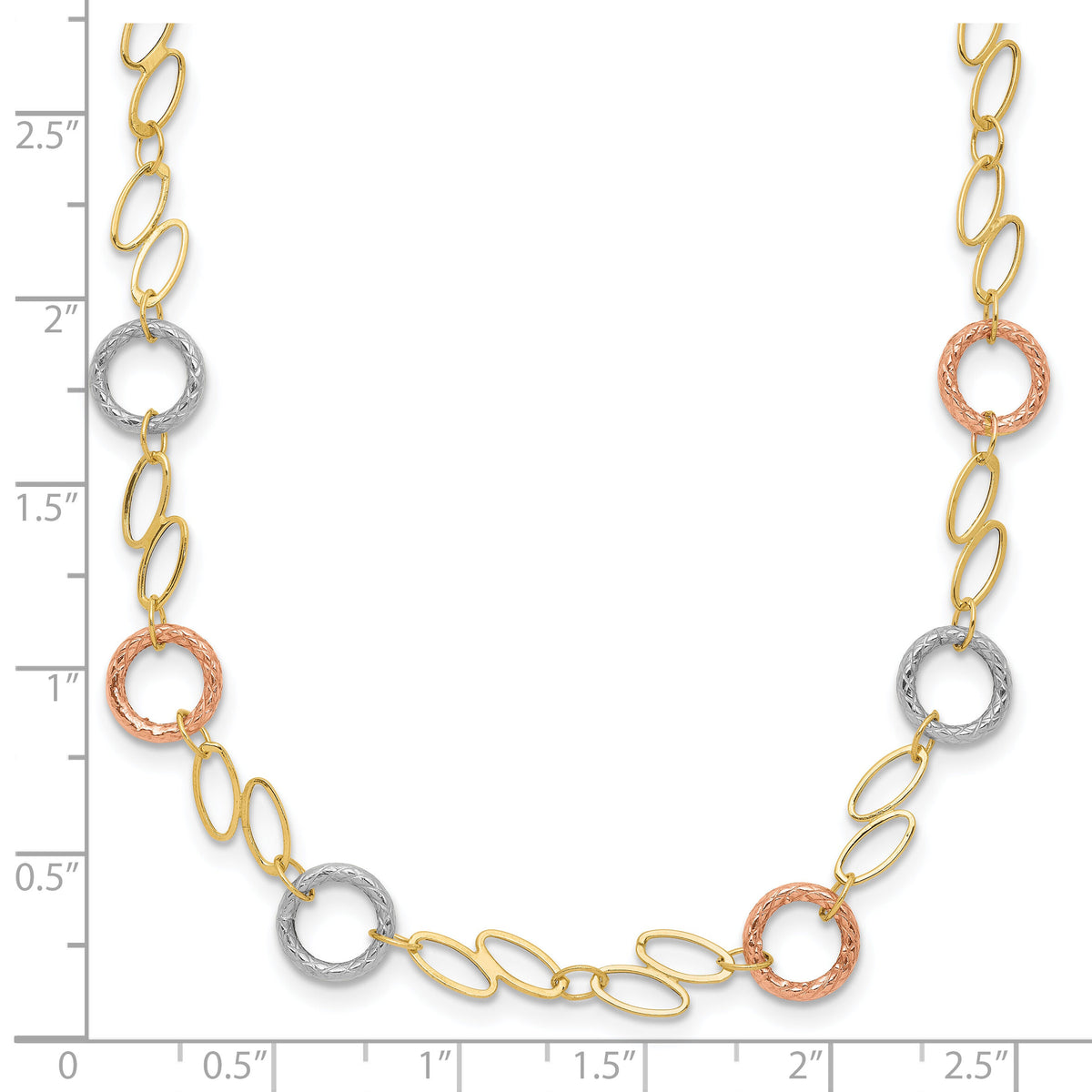 14k Tri-color Circles Necklace-SF1840-18