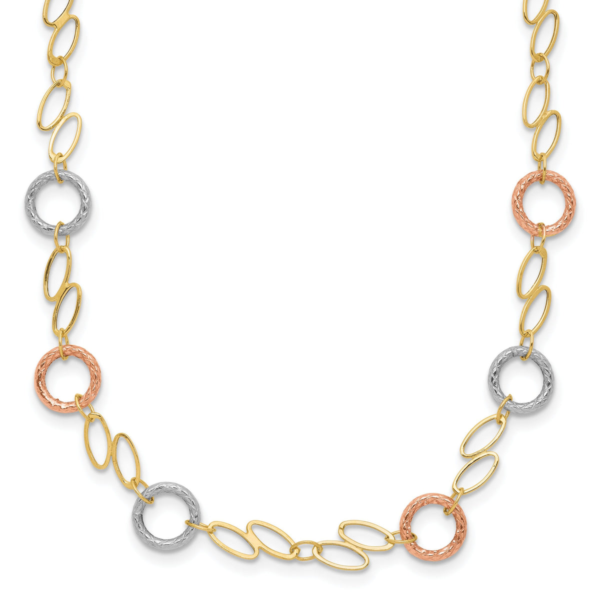 14k Tri-color Circles Necklace-SF1840-18