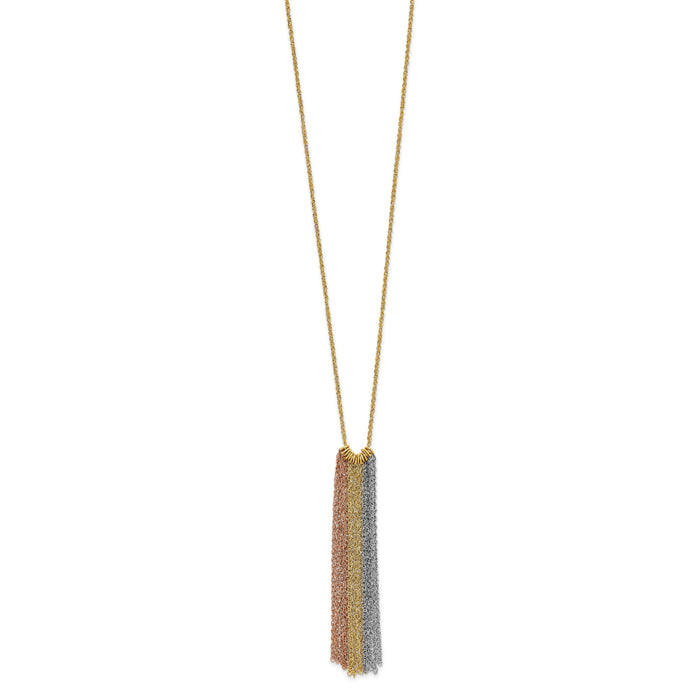 14k Tri-color Dangle Chain with 2in ext Necklace-SF1842-16