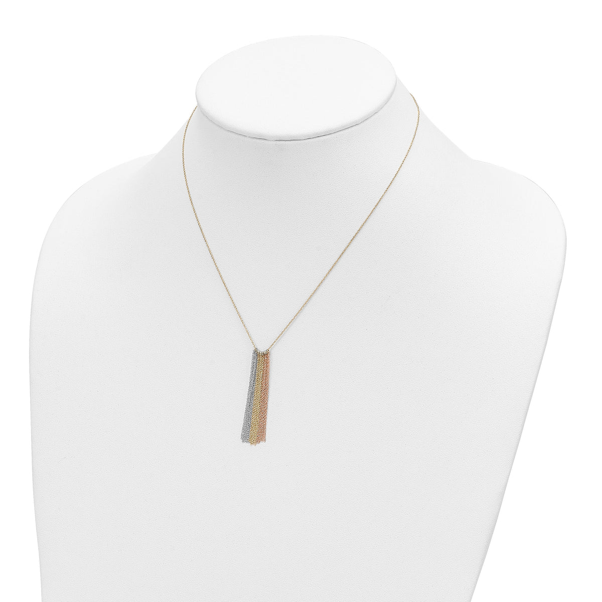 14k Tri-color Dangle Chain with 2in ext Necklace-SF1842-16