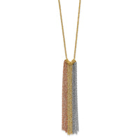 14k Tri-color Dangle Chain with 2in ext Necklace-SF1842-16