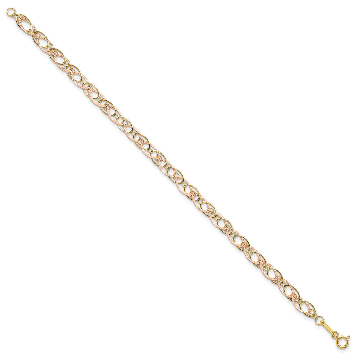 14k Two-tone Oval Link Bracelet-SF1843-7.25