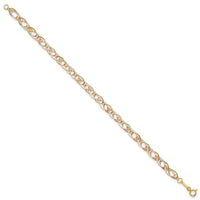14k Two-tone Oval Link Bracelet-SF1843-7.25