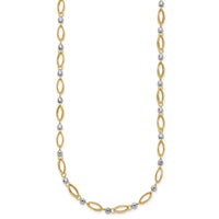 14K Two-Tone Fancy Mirror Bead Necklace-SF1853-18